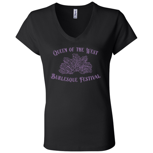 Bella Ladies Short Sleeve V-Neck T-Shirt -- Black