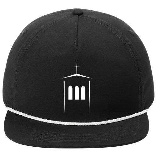 Port Authority 5-Panel Poly Rope Cap -- Black / White