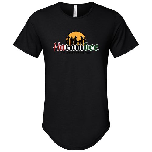 Harambee Mens Curve Hem Short Sleeve Tee -- Black