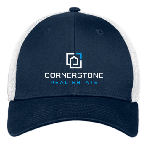 New Era Stretch Mesh Hat -- Deep Navy / White
