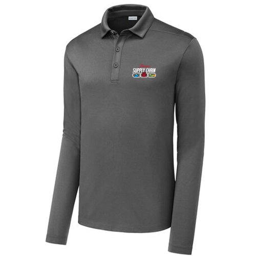 Sport-Tek Posi-UV Pro Long Sleeve Polo -- Dark Smoke Grey