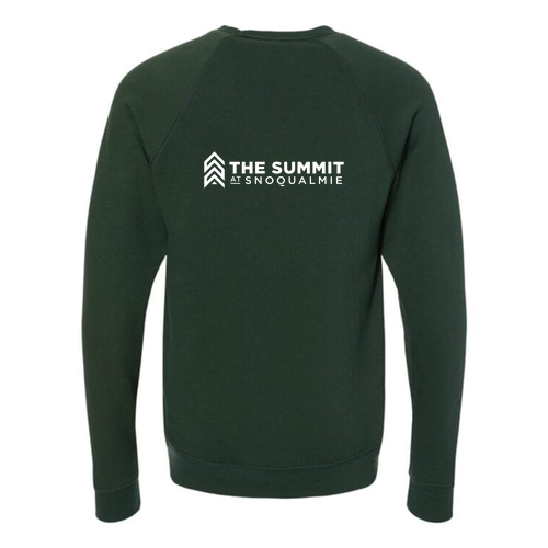 The Summit at Snoqualmie Logo 2 White Ink -- Crewneck Sweatshirt Forest
