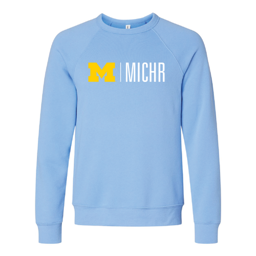Mens/Unisex Bella Canvas Soft Sponge Fleece Raglan Crewneck Sweatshirt -- Carolina Blue