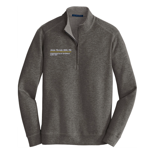 Port Authority Interlock 1/4-Zip -- Charcoal Heather / Medium Heather Grey
