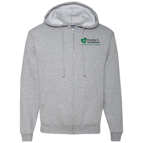 Jerzees Full Zip Hooded Sweatshirt -- Athletic Heather