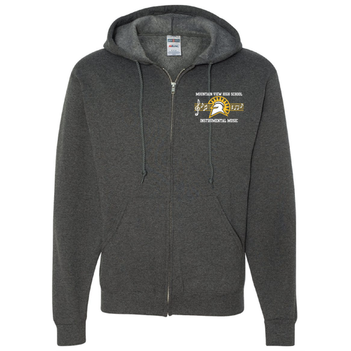 Jerzees Full Zip Hooded Sweatshirt -- Black Heather