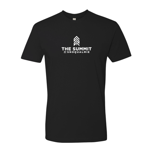 The Summit at Snoqualmie Logo 1 White Ink -- Short Sleeve Black