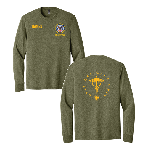 District Made Mens Perfect Tri Long Sleeve Crew Tee -- Military Green Frost