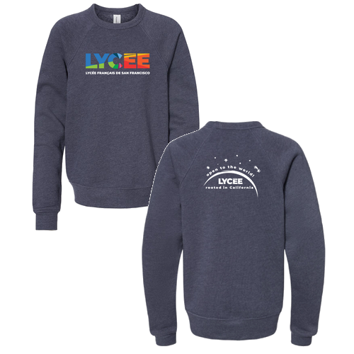Youth Bella Canvas Sponge Fleece Raglan Sweatshirt -- Heather Navy