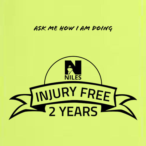 Gildan Long Sleeve Pocket Tee -- Safety Green, NIC Logo, 4 Points