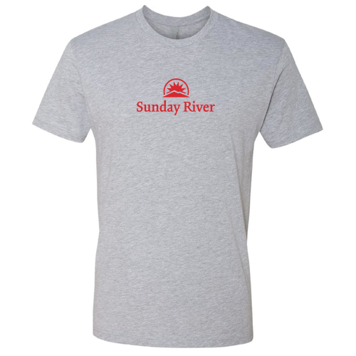 Sunday River Logo 1 Red Ink -- Short sleeve Heather Grey