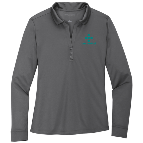 Port Authority Fitted Silk Touch Performance Long Sleeve Polo -- Steel Grey