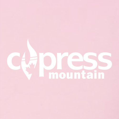 Cypress Mountain Logo 2 White Ink -- Pullover Hooded Sweatshirt Pink
