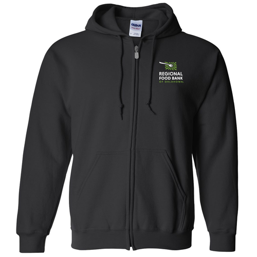 Gildan Full Zip Hooded Sweatshirt Embroidered-- Black
