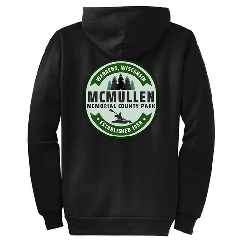 Port and Company Classic Full Zip Hooded Sweatshirt green logo-- Jet Black
