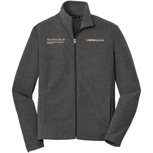 Port Authority Heather Microfleece Full Zip Jacket -- Black Charcoal Heather