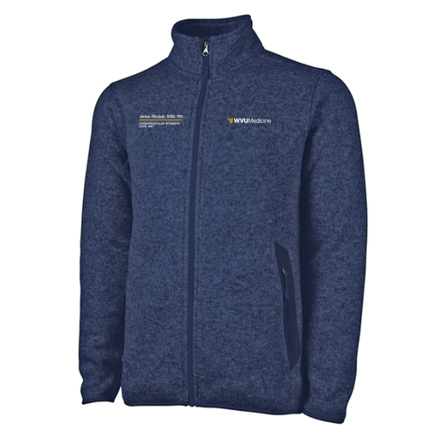 Embroidered Charles River Mens Heathered Fleece Jacket -- Navy Heather