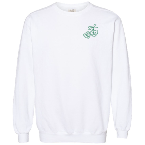 Comfort Colors Unisex Garment-Dyed Crewneck Sweatshirt -- White Locket Design