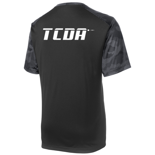 Sport-Tek Camohex Colorblock Tee -- Black / Iron Grey