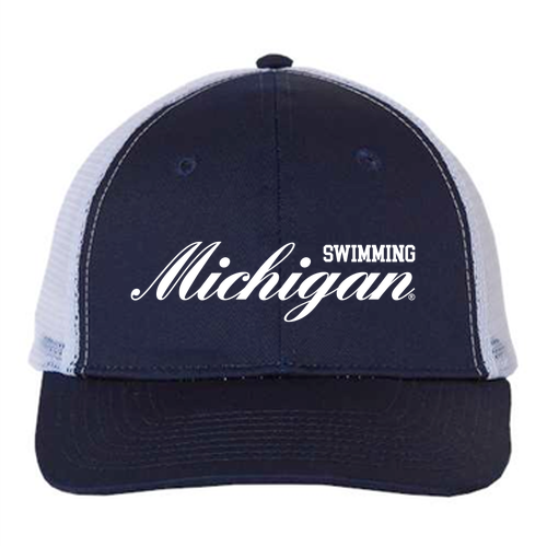 Unisex Michigan Swimming Trucker Hat -- Navy / White