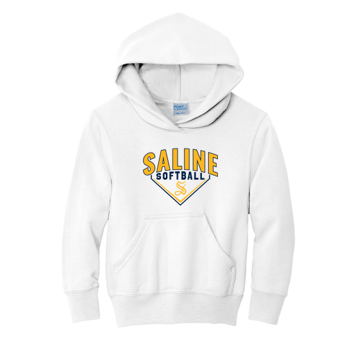 Youth Saline Base Port and Company Pullover Hooded Sweatshirt -- White