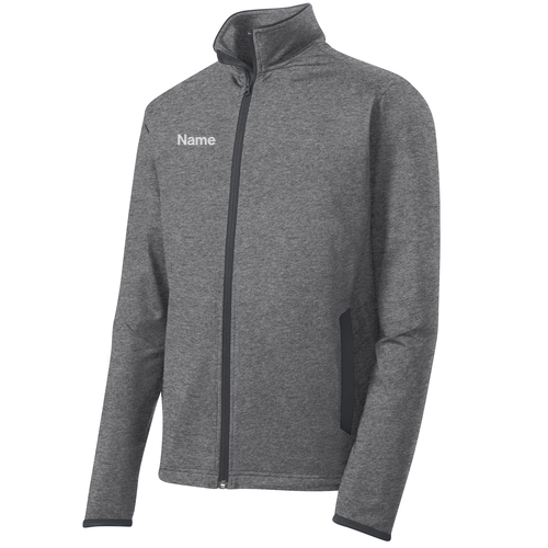 Sport-Tek Sport Wick Stretch Contrast Full Zip Jacket -- Charcoal Grey Heather / Charcoal Grey