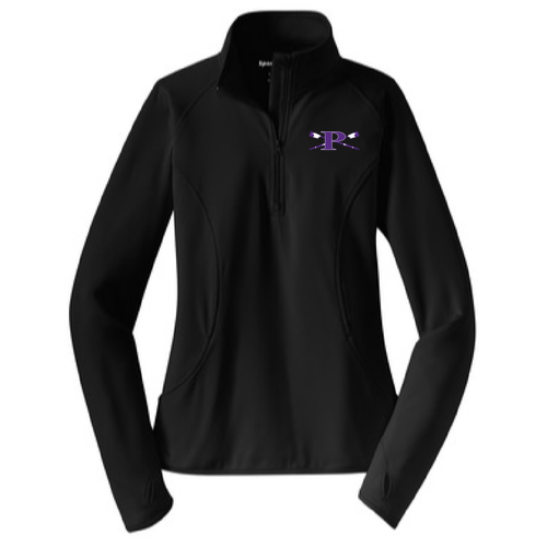 Ladies Stretch Half Zip Pullover -- Black