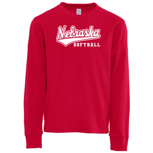 Next Level Youth Cotton Long Sleeve T-Shirt -- Red