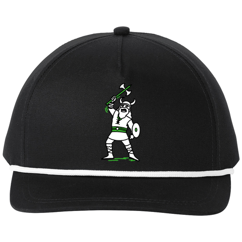 Port Authority Snapback Five-Panel Rope Hat (Viking Logo) -- Black / White