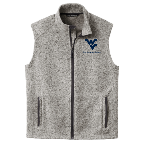 Embroidered Port Authority Sweater Fleece Vest -- Grey Heather