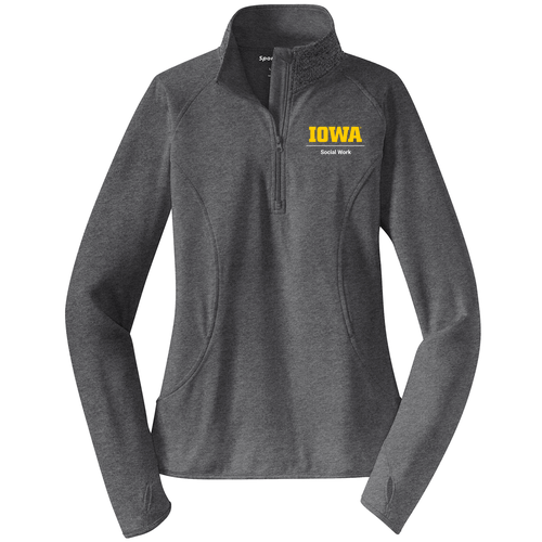 Sport Tek Ladies Sport Wick Stretch Half Zip Pullover -- Charcoal Grey Heather