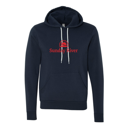 Sunday River Logo 1 Red Ink -- Pullover Hooded Sweatshirt Navy