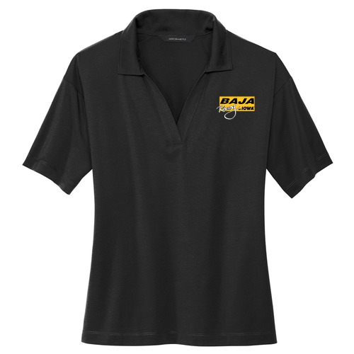 Embroidered Mercer+Mettle Women's Stretch Jersey Polo -- Deep Black