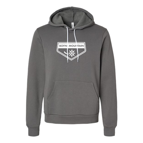 Boyne Mountain Logo 1 White Ink -- Pullover hooded sweatshirt Asphalt