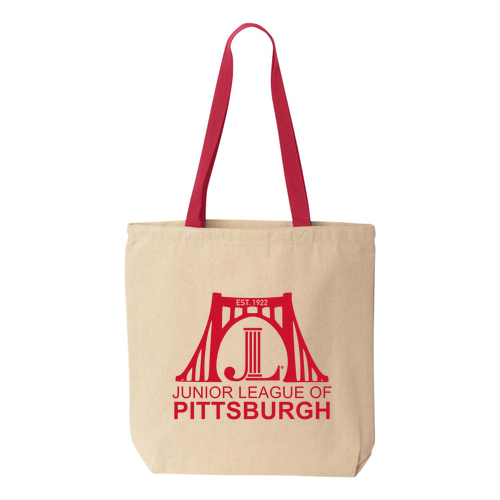 Liberty Bags Canvas Tote with Contrasting Handles -- Natural / Red