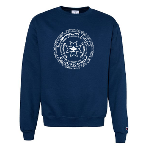 "Earned" Champion Powerblend Crewneck Sweatshirt -- Late Night Blue