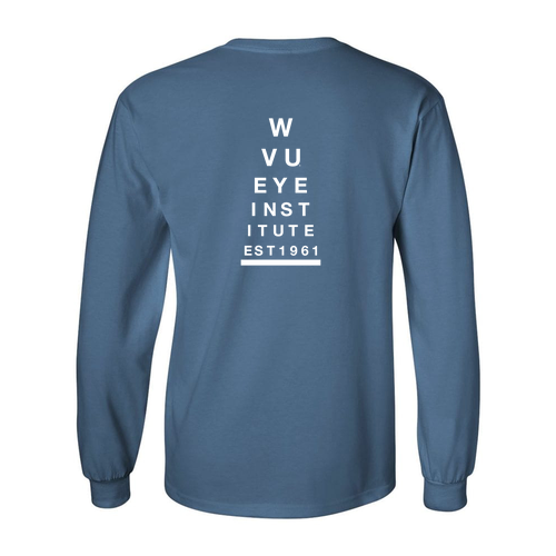 Screen Printed Gildan Heavy Cotton Longsleeve Basic T-Shirt -- Indigo Blue