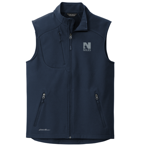 Mens/Unisex Eddie Bauer Stretch Soft Shell Vest -- River Blue Navy, NIC Logo, 20 Points