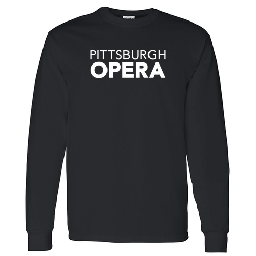 Long Sleeve Cotton T-Shirt -- Black with White Print