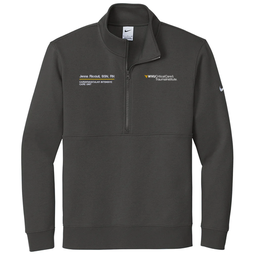 Gender Care Heart Nike Club Fleece Sleeve Swoosh 1/2-Zip -- Anthracite