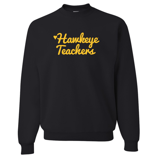 Hawkeye Teachers Jerzees 8 Oz., 50/50 Nublend Fleece Crew -- Black