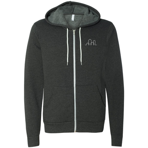 Bella Canvas Unisex Full-Zip Hooded Sweatshirt -- Dark Grey Heather