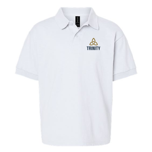 Youth Gildan 50/50 Sport Shirt Embroidered-- White