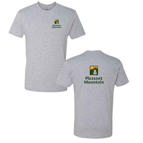 Pleasant Mountain Logo 2 Full color -- Short Sleeve Heather Grey