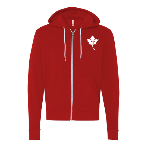 Adult Red Fleece Bella Canvas Full-Zip Hoodie