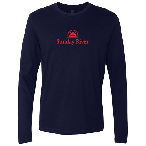 Sunday River Logo 1 Red Ink -- Long sleeve Midnight Navy