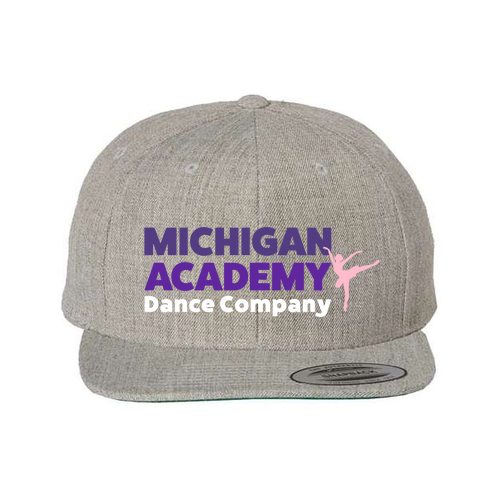 Mens/Unisex Yupoong 6 Panel Structured Flat Visor Classic Snapback Hat 2 Tone -- Heather Grey