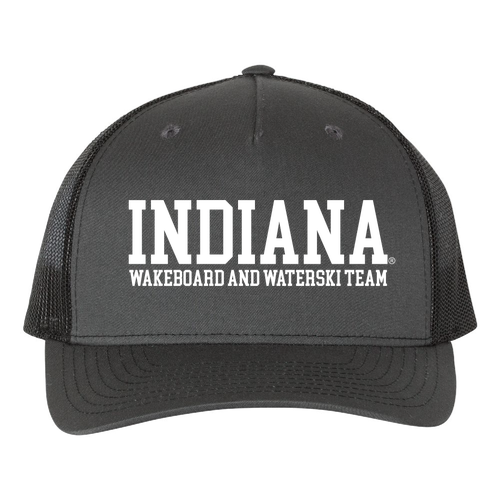 Richardson Five-Panel Trucker Cap -- Charcoal / Black (Embroidered)