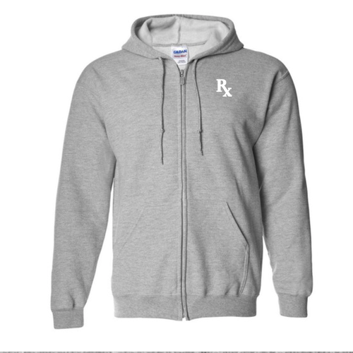 Mens/Unisex Gildan Full Zip Hooded Sweatshirt -- Sport Grey