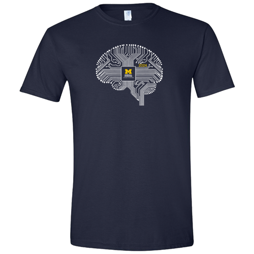 Gildan SoftStyle Fitted T-Shirt -- Navy, Brain Logo